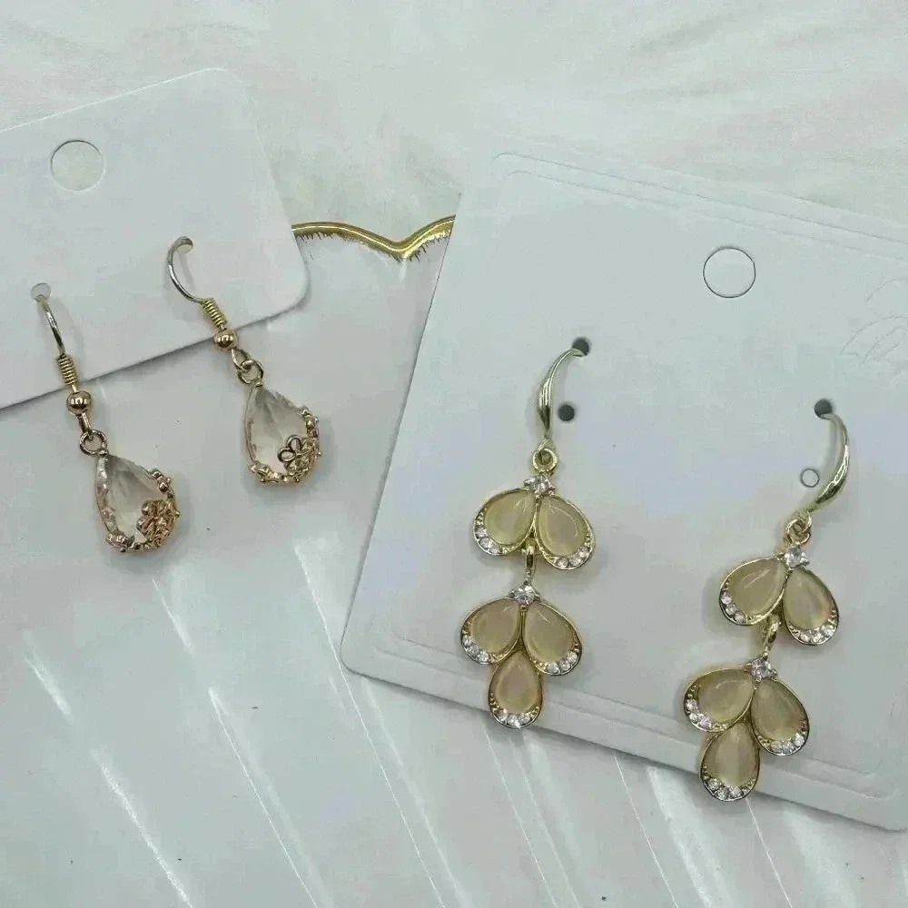 The Hazel Drop and Faux Crystal Water Drop Duo Bundle Earrings